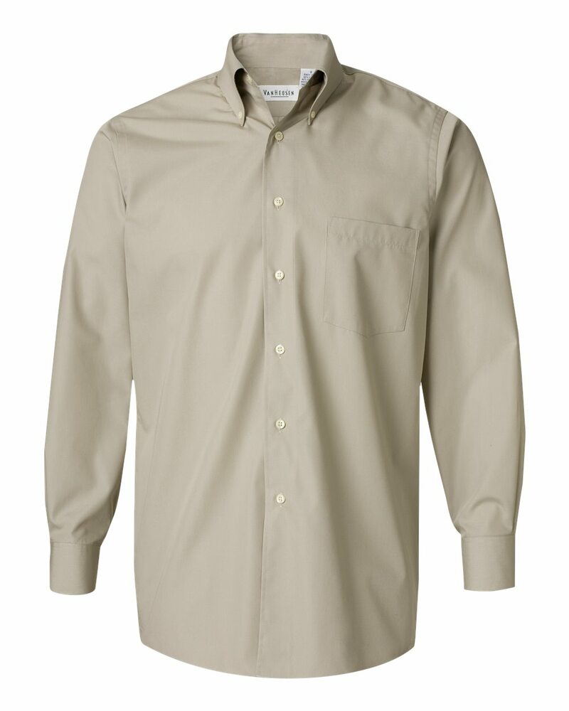 Van Heusen 13V0113 Men's Long-Sleeve Silky Poplin Front Fullsize"