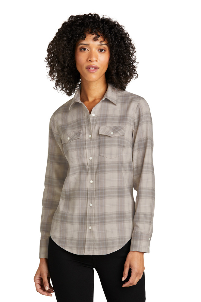 Port Authority LW672 Ladies Long Sleeve Ombre Plaid Shirt Front Fullsize"