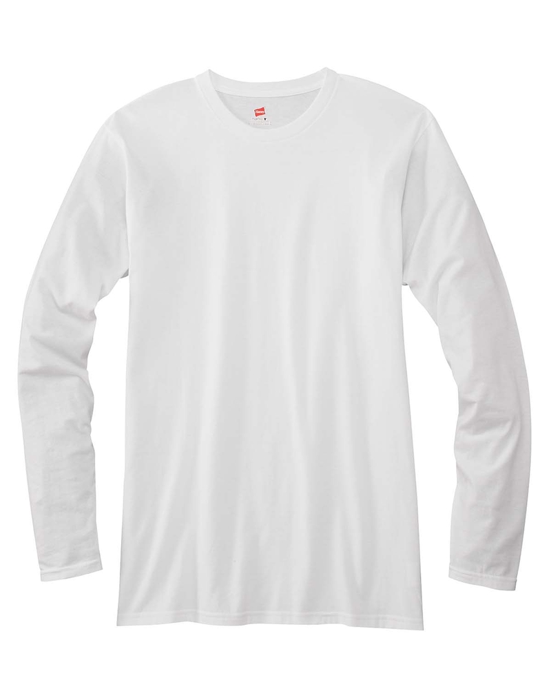 hanes 498l adult 4.5 oz., 100% ringspun cotton nano-t® long-sleeve t-shirt Front Fullsize