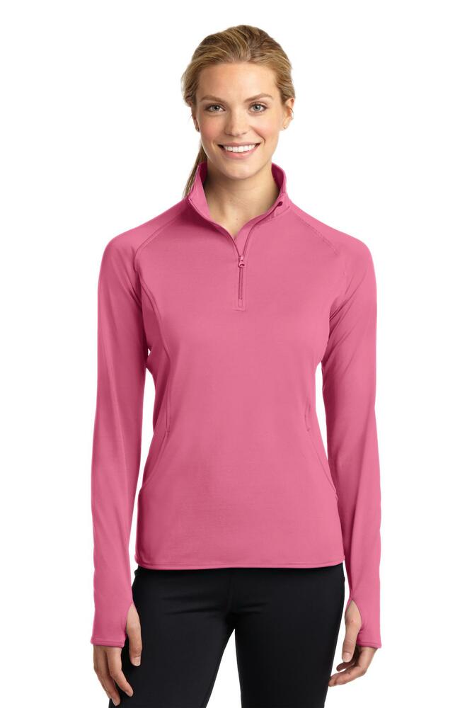 Sport-Tek LST850 Ladies Sport-Wick ® Stretch 1/4-Zip Pullover Front Fullsize"