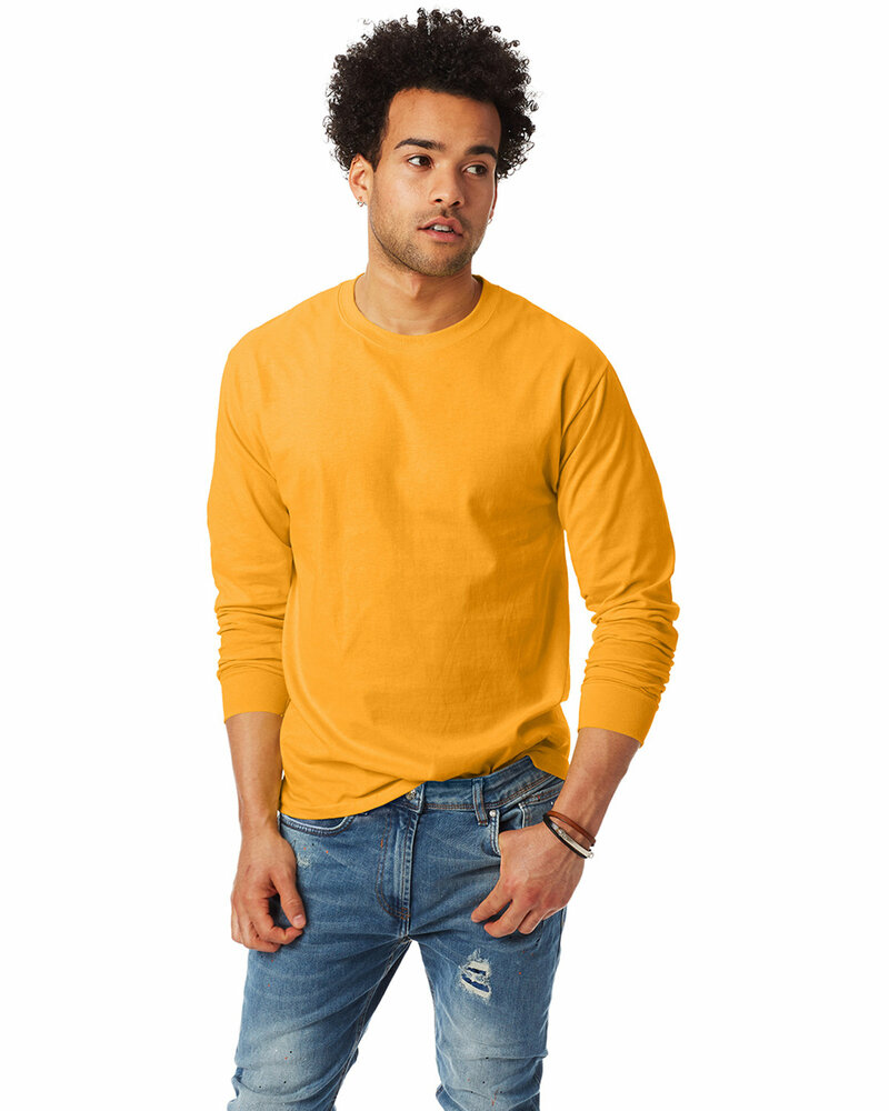 hanes 5586 authentic-t ® 100% cotton long sleeve t-shirt Front Fullsize