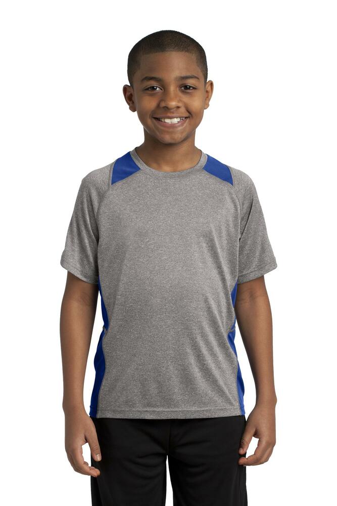 Sport-Tek YST361 Youth Heather Colorblock Contender ™ Tee Front Fullsize"