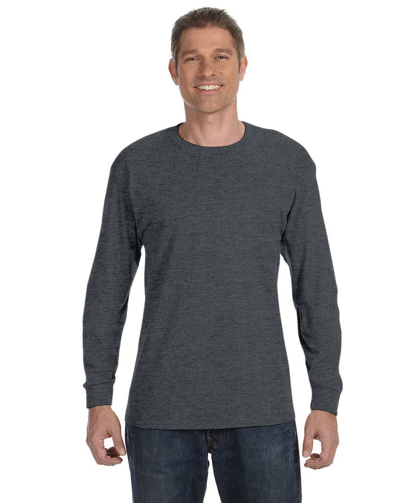 Hanes 5586 Authentic-T ® 100% Cotton Long Sleeve T-Shirt Front Fullsize"