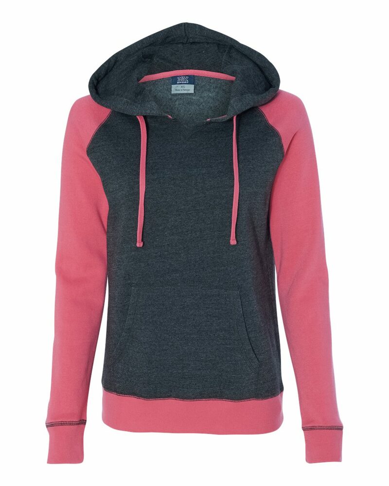 mv sport w17127 women’s harper raglan hooded sweatshirt Front Fullsize