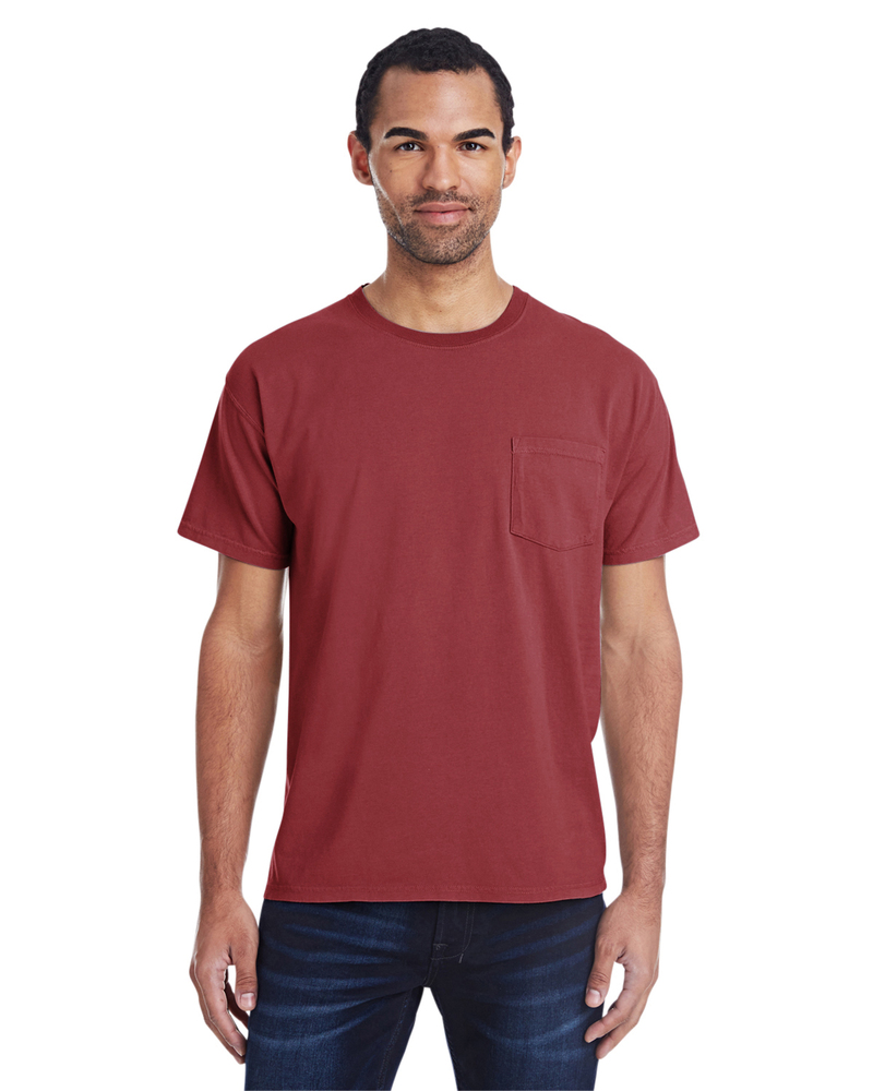 comfortwash by hanes gdh150 unisex 5.5 oz., 100% ringspun cotton garment-dyed t-shirt with pocket Front Fullsize