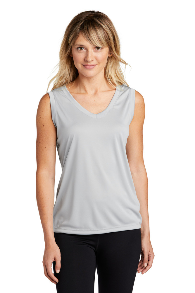 sport-tek lst352 ladies sleeveless posicharge ® competitor™ v-neck tee Front Fullsize