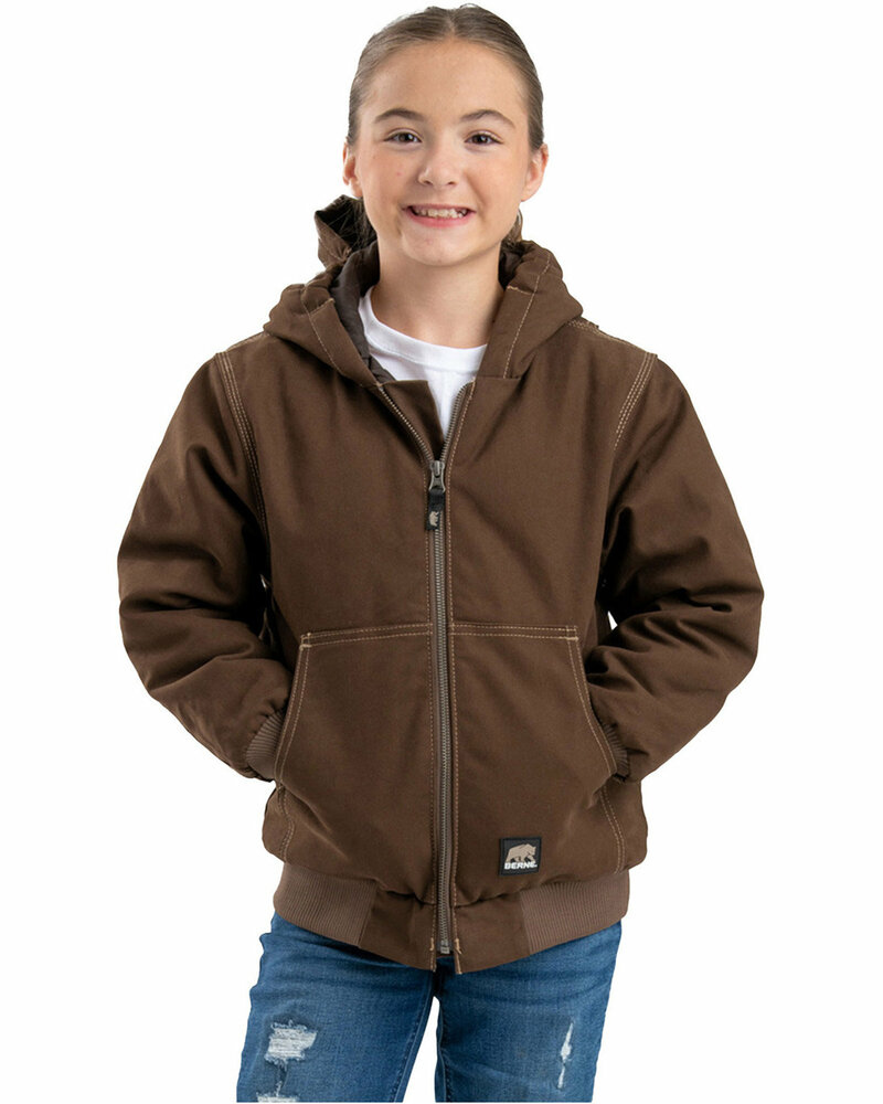 berne bhj61 youth highland softstone duck hooded jacket Front Fullsize
