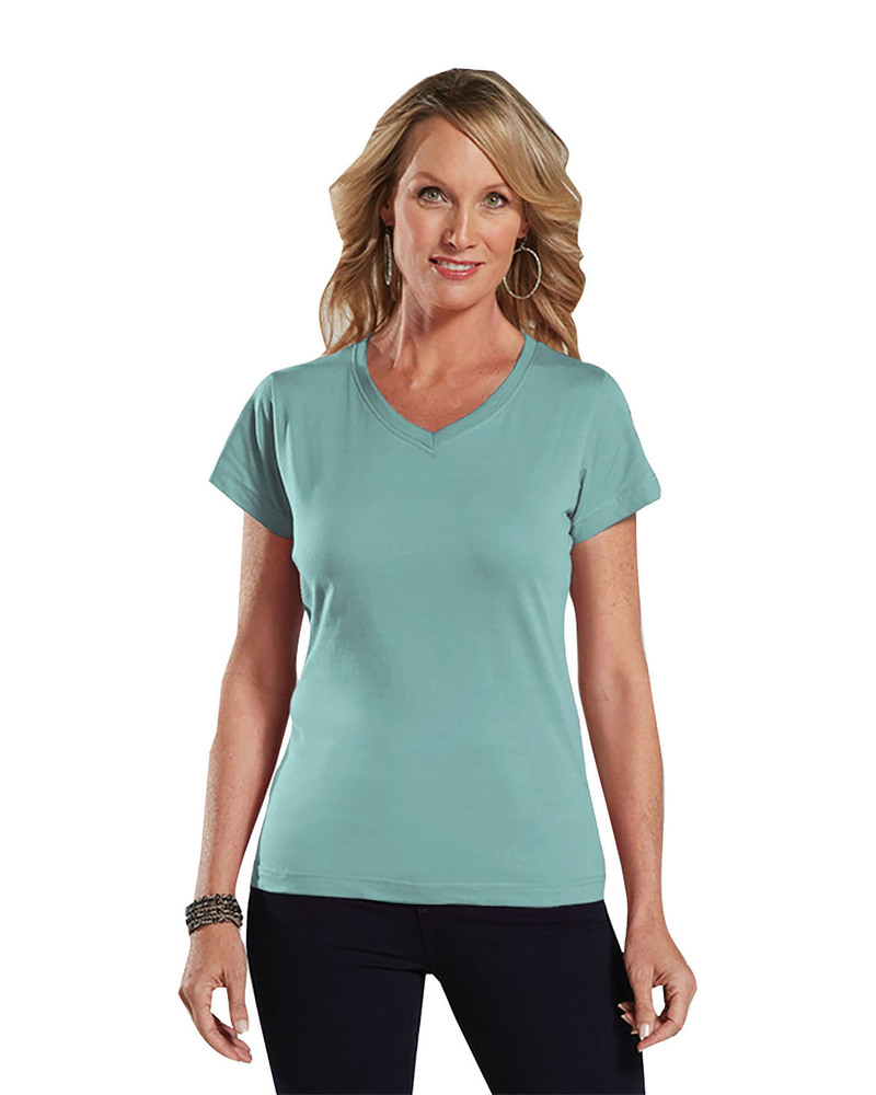 LAT 3507 Ladies' V-Neck Fine Jersey T-Shirt Front Fullsize"
