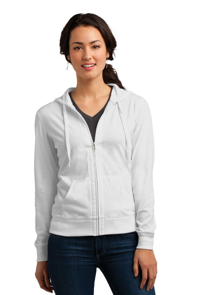 District DT2100 Women's Fitted Jersey Full-Zip Hoodie Front Fullsize"