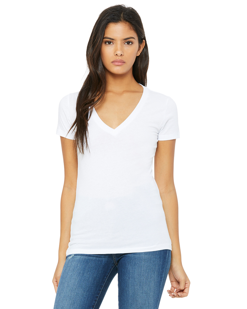 bella + canvas b6035 ladies' jersey short-sleeve deep v-neck t-shirt Front Fullsize