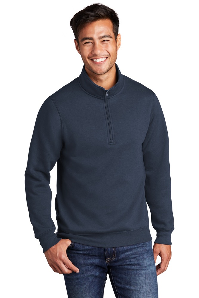 port & company pc78q core fleece 1/4-zip pullover sweatshirt Front Fullsize