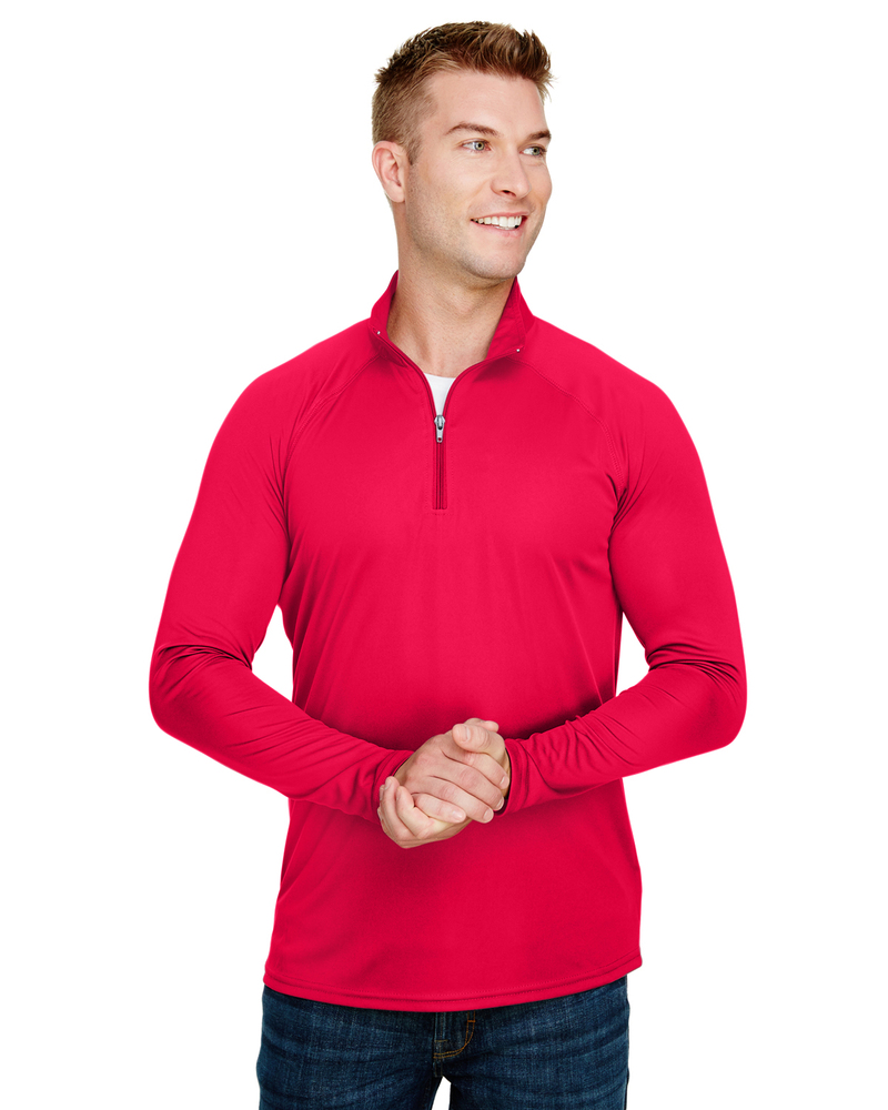 a4 n4268 adult daily polyester 1/4 zip Front Fullsize
