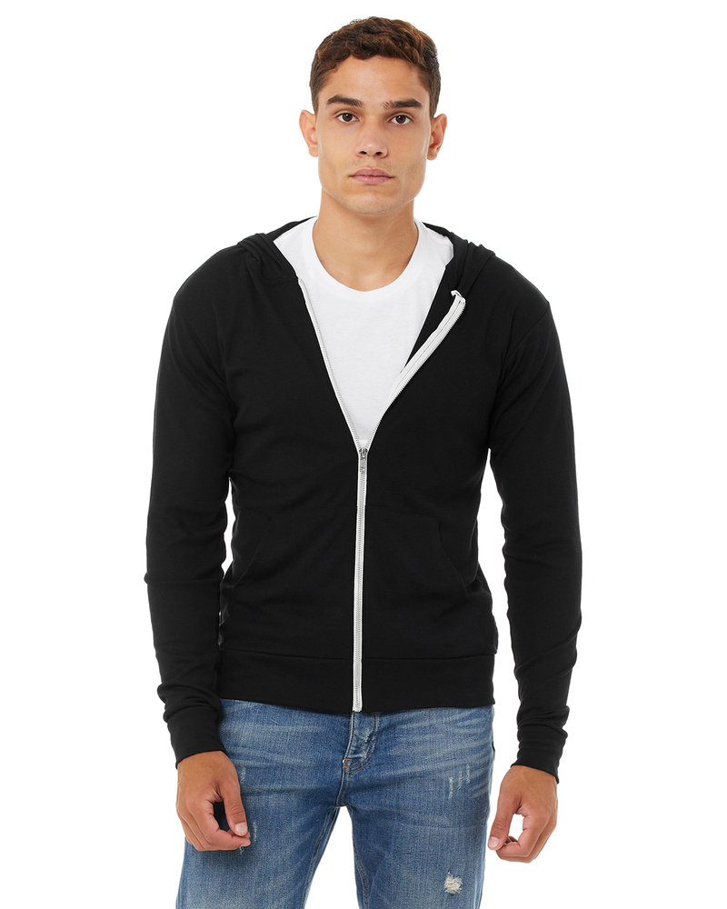 Bella + Canvas 3939 Unisex Triblend Full-Zip Lightweight Hoodie Front Fullsize"