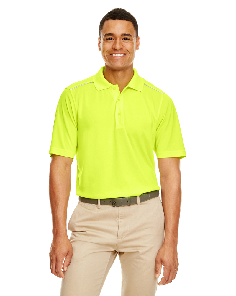 core 365 88181r men's radiant performance piqué polo with reflective piping Front Fullsize