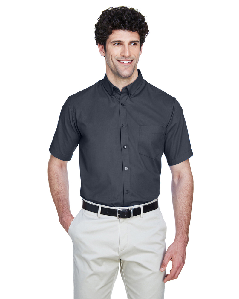 core365 88194 men's optimum short-sleeve twill shirt Front Fullsize