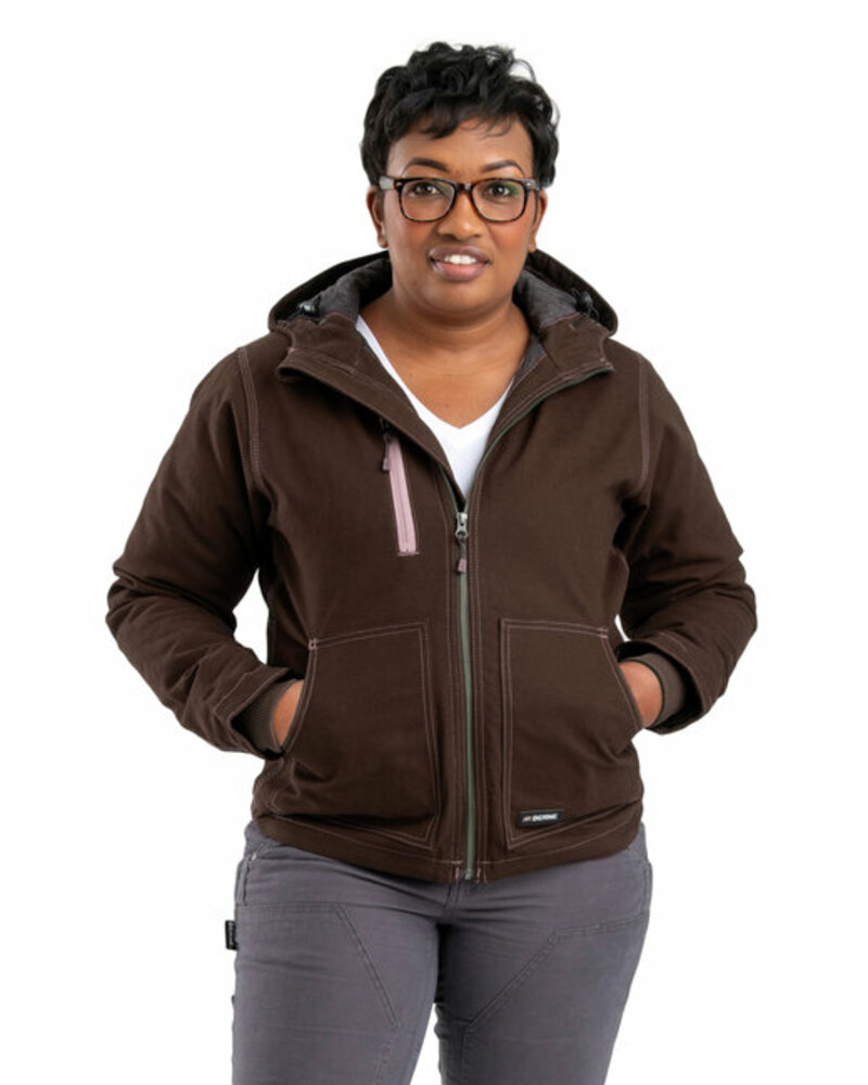 berne whj64 ladies' softstone modern full-zip hooded jacket Front Fullsize