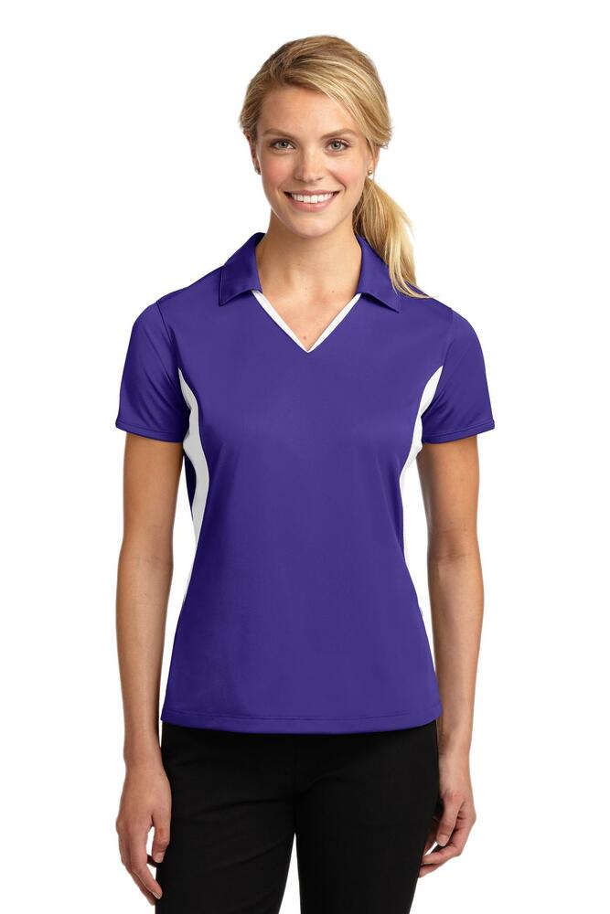 Sport-Tek LST655 Ladies Side Blocked Micropique Sport-Wick ® Polo Front Fullsize"
