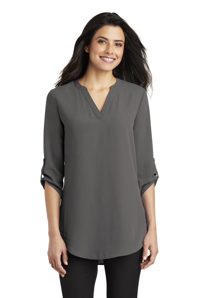 port authority lw701 ladies 3/4-sleeve tunic blouse Front Fullsize