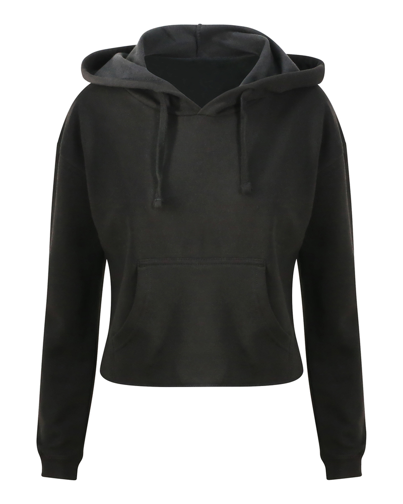just hoods by awdis jha016 ladies' girlie cropped hooded fleece with pocket Front Fullsize