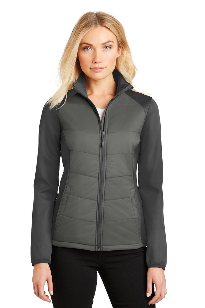 port authority l787 ladies hybrid soft shell jacket Front Fullsize