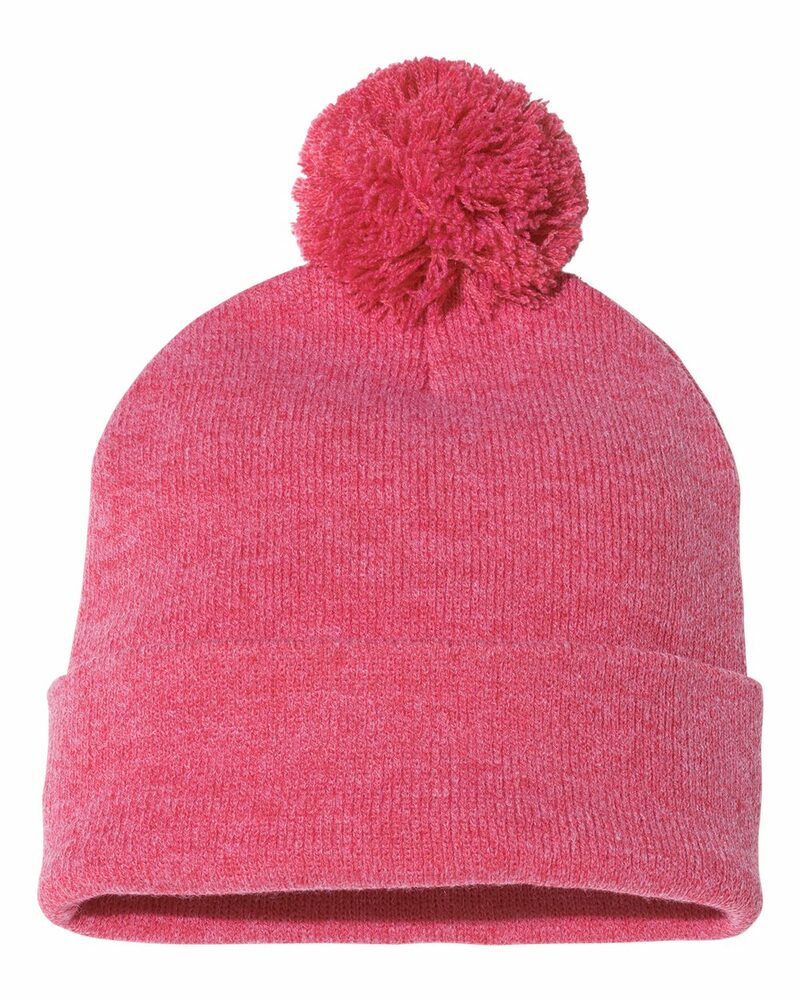 Sportsman SP15 Pom-Pom 12" Knit Beanie Front Fullsize"