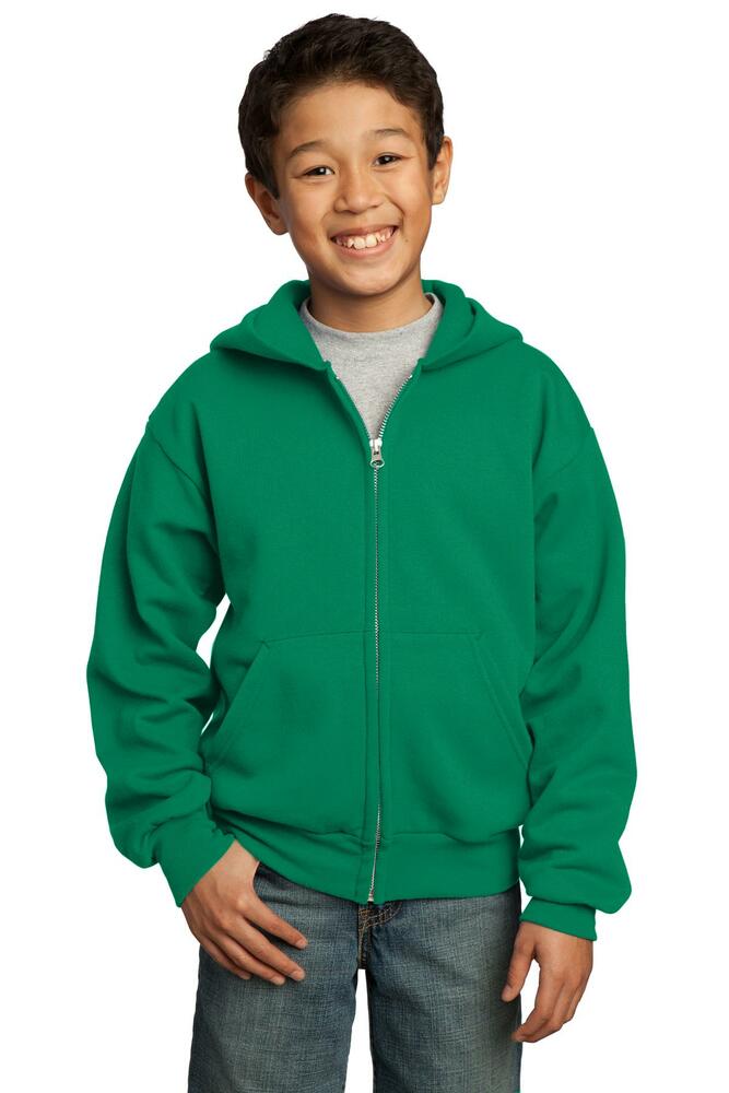 Port & Company PC90YZH Youth Core Fleece Full-Zip Hooded Sweatshirt Front Fullsize"