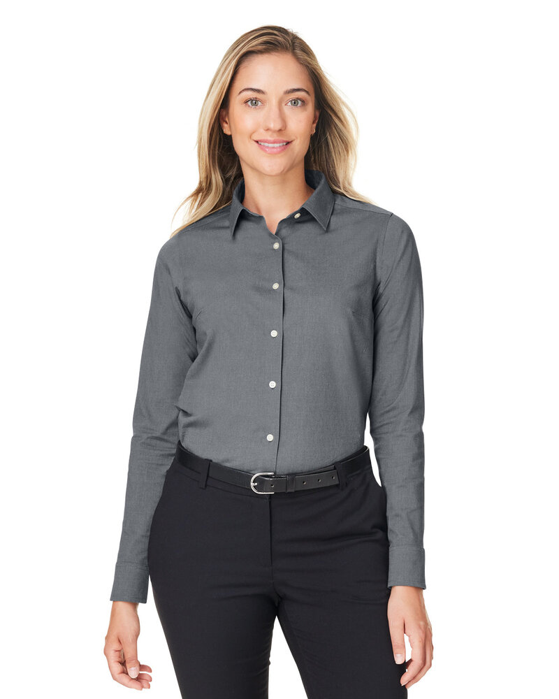 Devon & Jones DG505W CrownLux Performance® Ladies' Spencer Poplin Shirt Front Fullsize"
