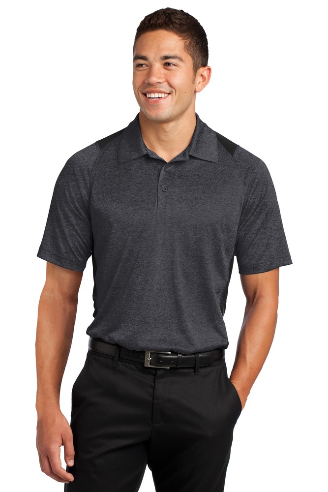 sport-tek st665 heather colorblock contender ™ polo Front Fullsize