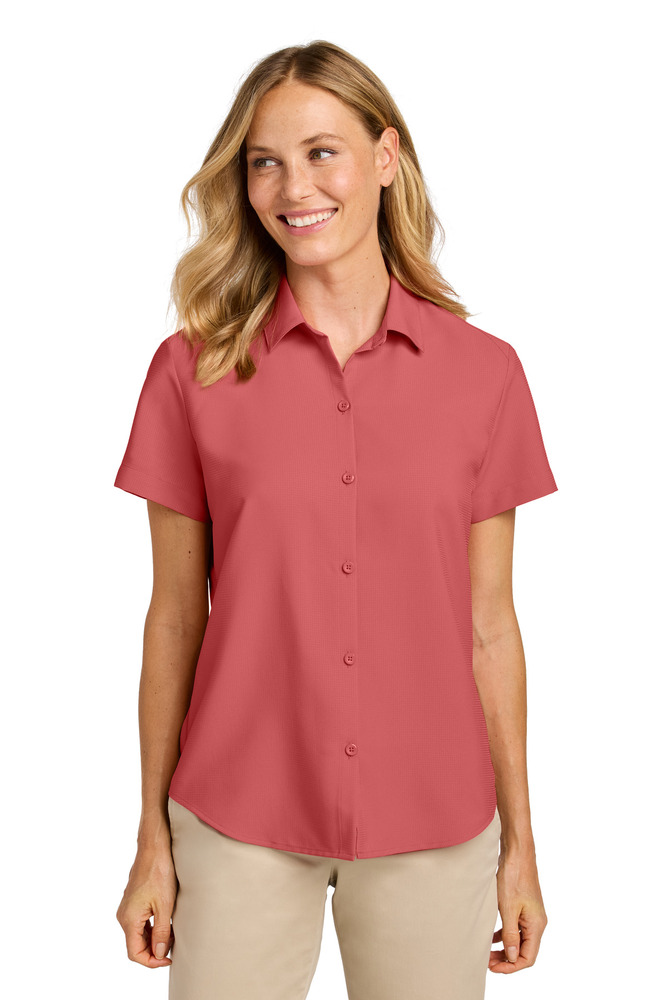 port authority lw963 women's short sleeve uv dockside shirt Front Fullsize