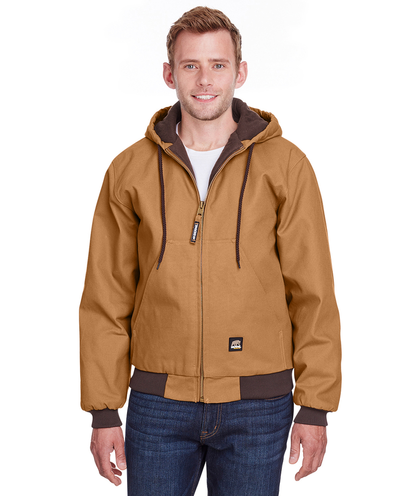 berne hj51t men's tall highland washed cotton duck hooded jacket Front Fullsize