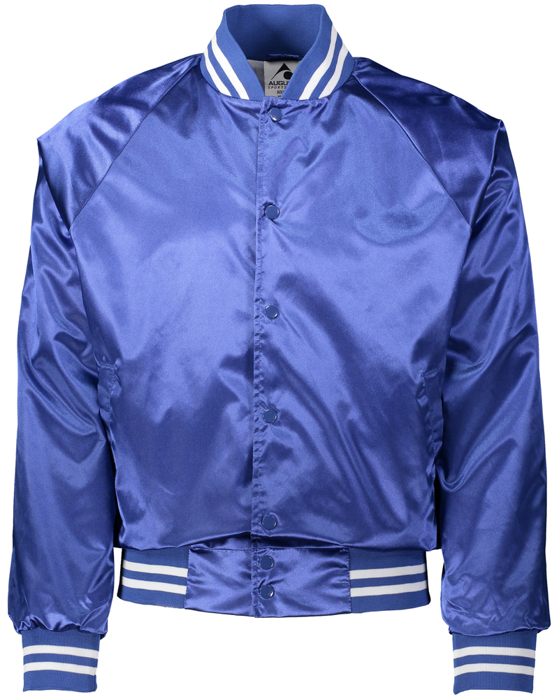 Augusta Sportswear 3610 Satin Baseball Jacket/Striped Trim Front Fullsize"