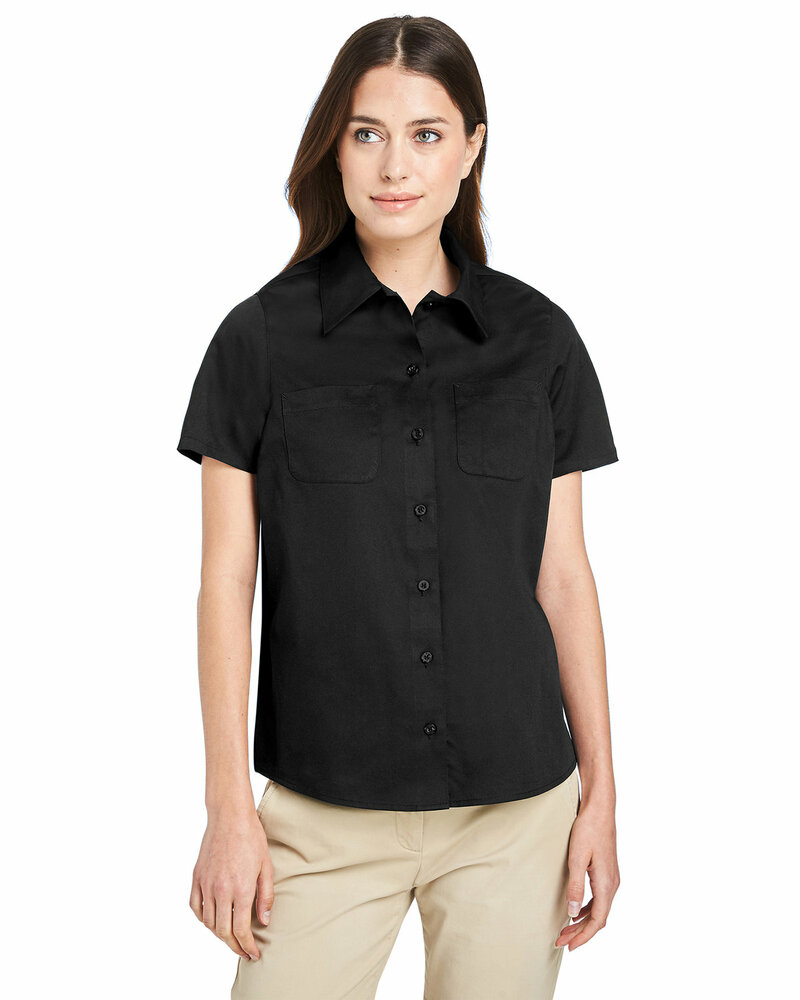 harriton m585w ladies' advantage il short-sleeve work shirt Front Fullsize