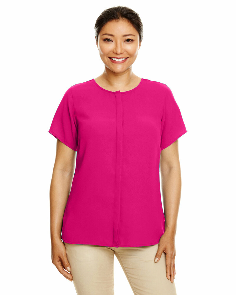 devon & jones dp612w ladies' perfect fit™  short-sleeve crepe blouse Front Fullsize