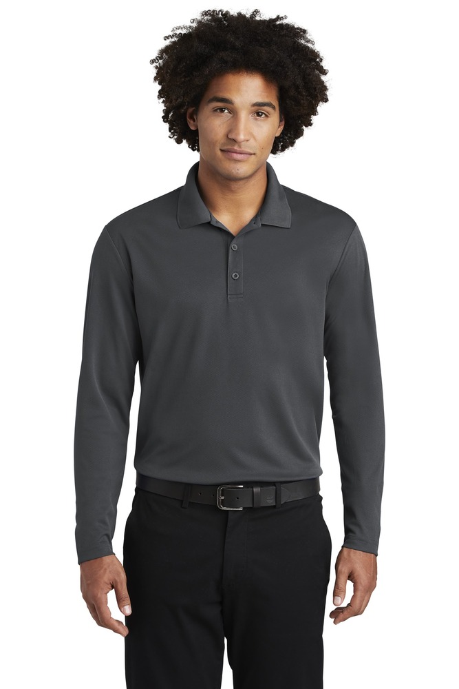 sport-tek st640ls posicharge ® racermesh ® long sleeve polo Front Fullsize