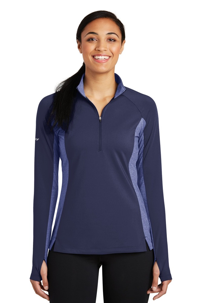 Sport-Tek LST854 Ladies Sport-Wick ® Stretch Contrast 1/2-Zip Pullover Front Fullsize"