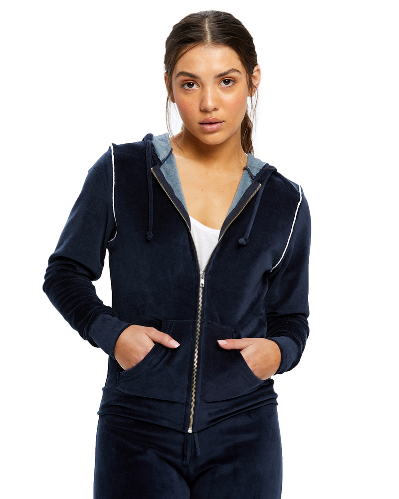 us blanks us565 ladies' velour full-zip hoodie Front Fullsize