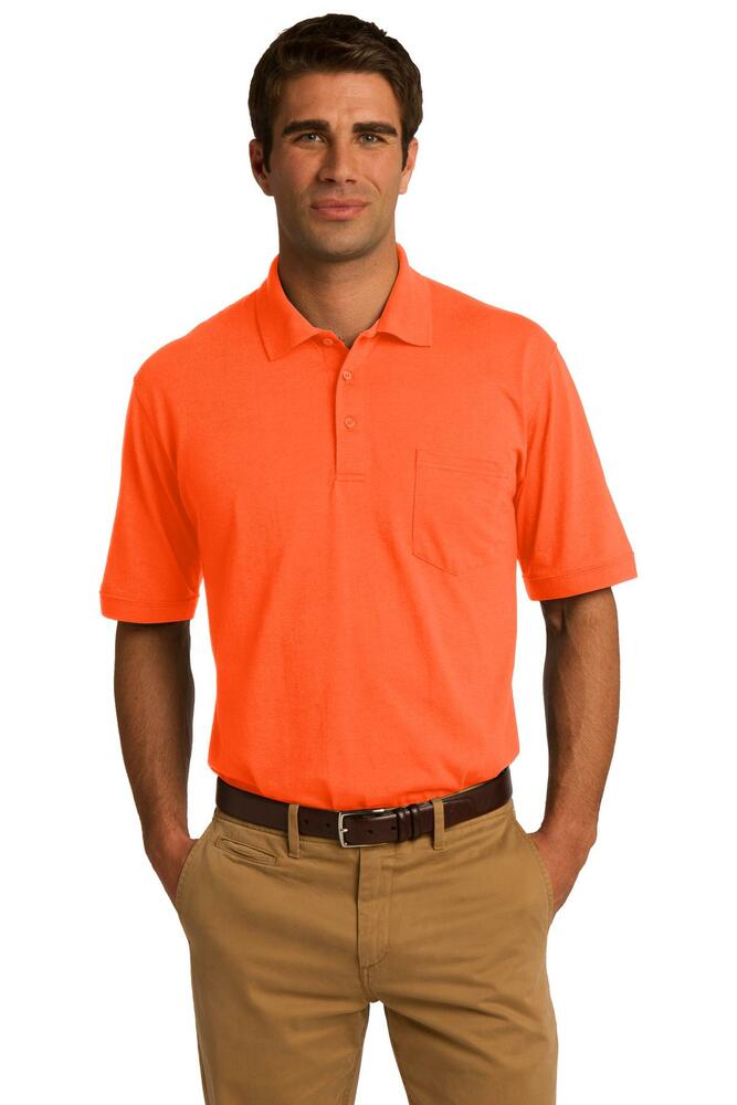 port & company kp55p core blend jersey knit pocket polo Front Fullsize