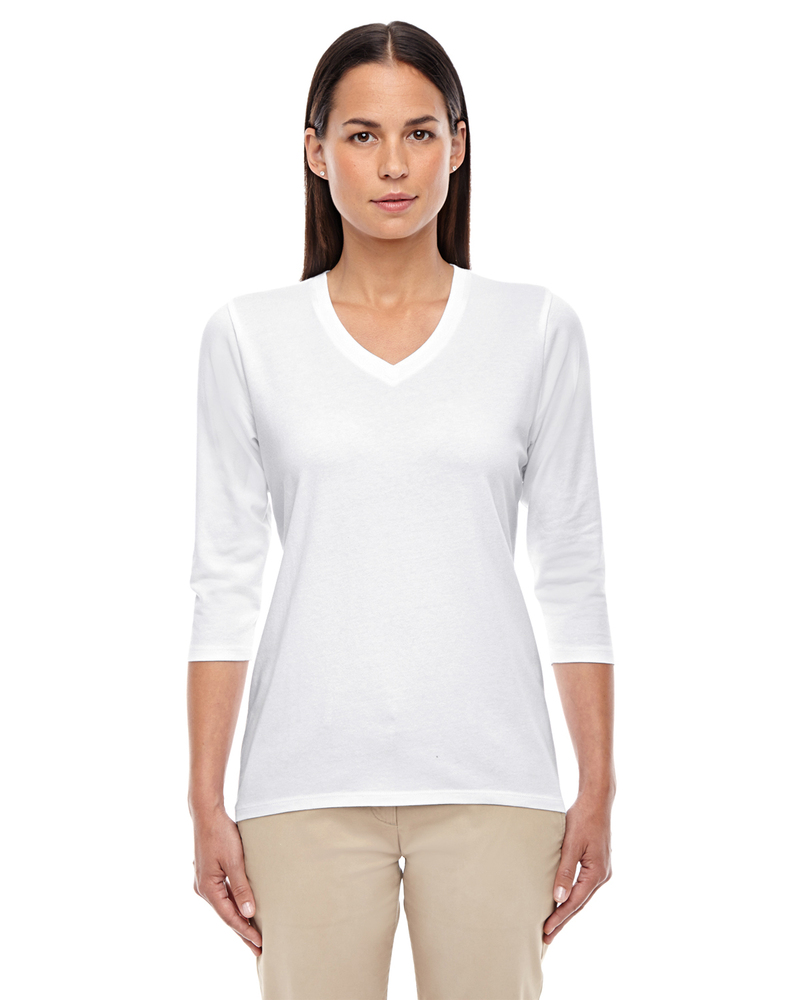 devon & jones dp184w ladies' perfect fit™ bracelet-length v-neck top Front Fullsize