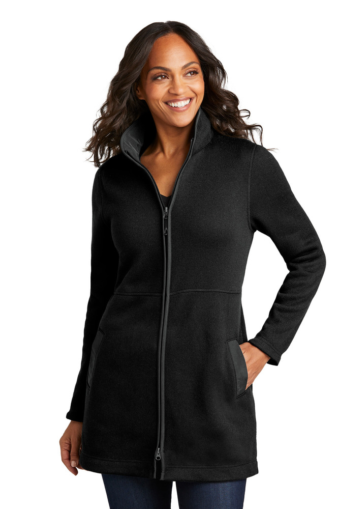 port authority l425 ladies arc sweater fleece long jacket Front Fullsize