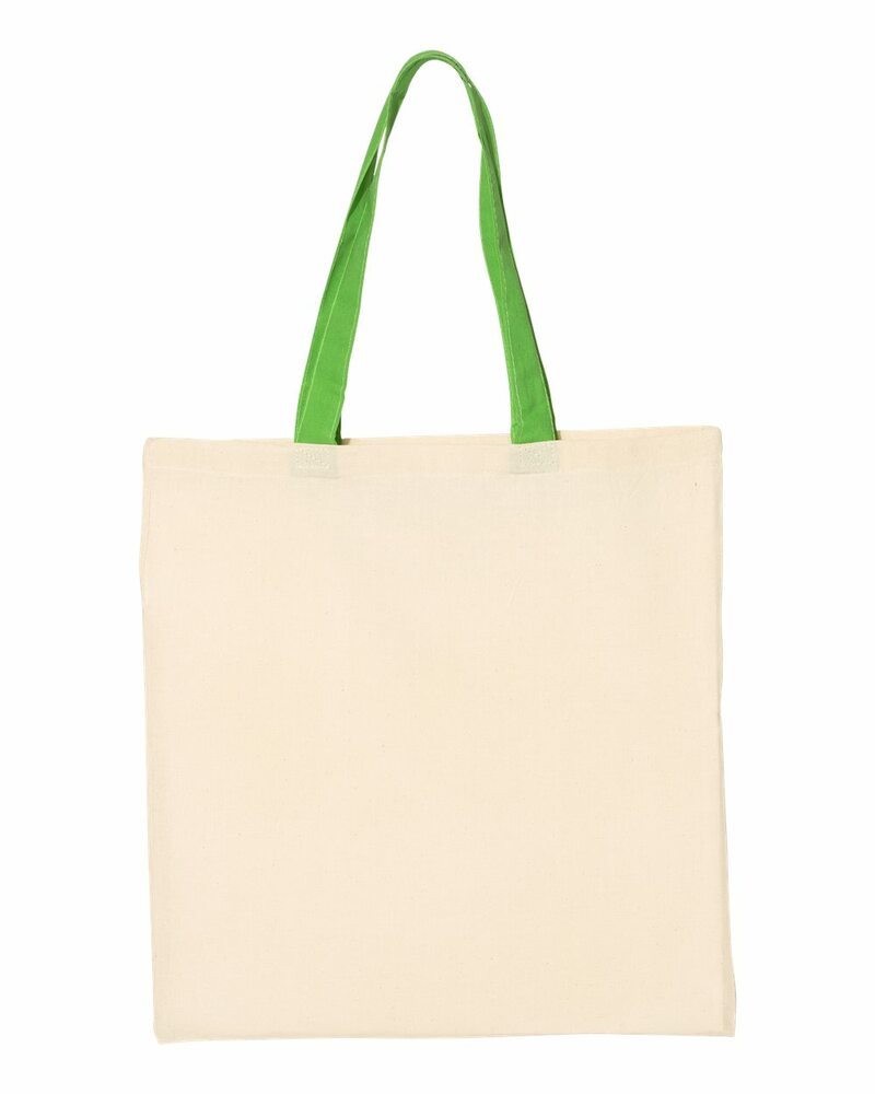 Q-Tees QTB6000 Economical Tote with Contrast-Color Handles Front Fullsize"