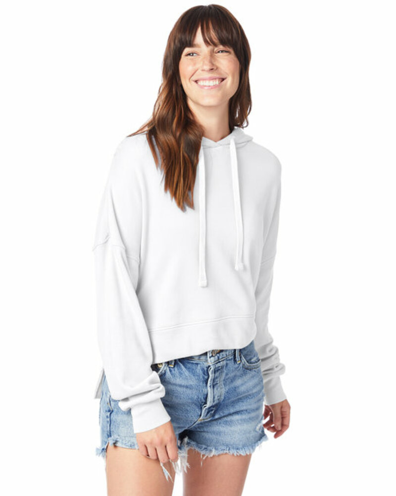 alternative a9906zt ladies' washed terry studio hooded sweatshirt Front Fullsize