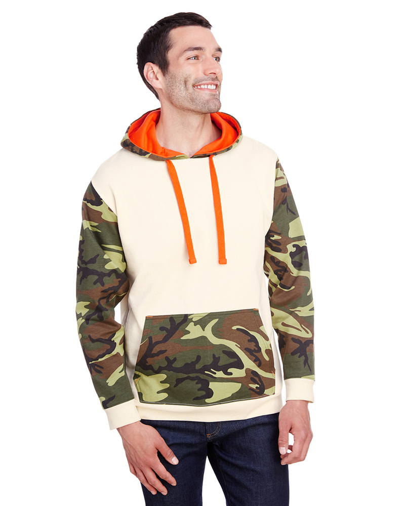 code five 3967 men's fashion camo hooded sweatshirt Front Fullsize