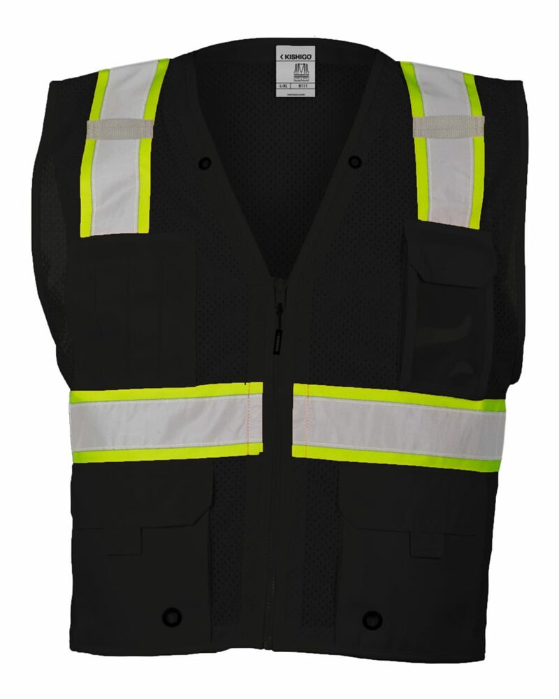 kishigo b100-107 mesh enhanced visibility multi-pocket vest Front Fullsize