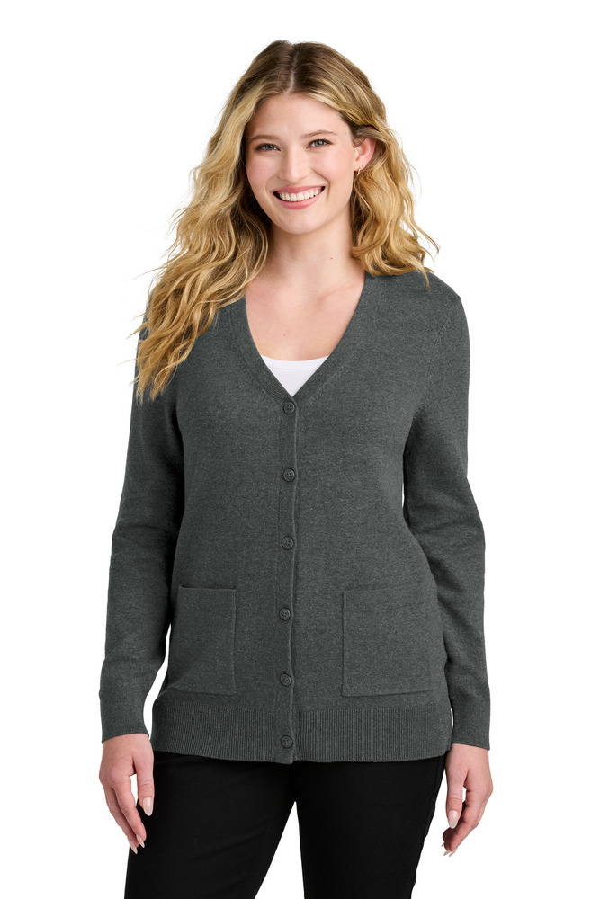 port authority lsw4150 women's easy care button-up cardigan sweater Front Fullsize