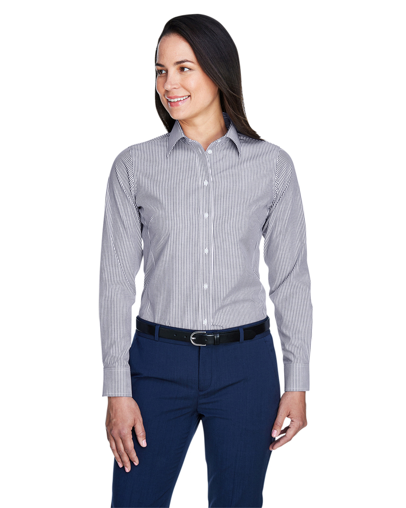 Devon & Jones D645W Ladies' Crown Woven Collection™ Banker Stripe Front Fullsize"