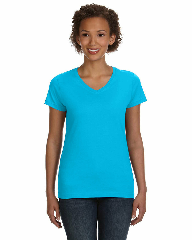 LAT 3507 Ladies' V-Neck Fine Jersey T-Shirt Front Fullsize"