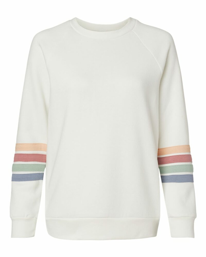 mv sport w23152 women's striped sleeves crewneck sweatshirt Front Fullsize