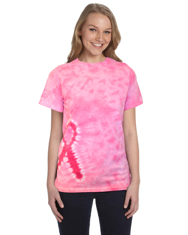 tie-dye cd1150 pink ribbon t-shirt Front Fullsize