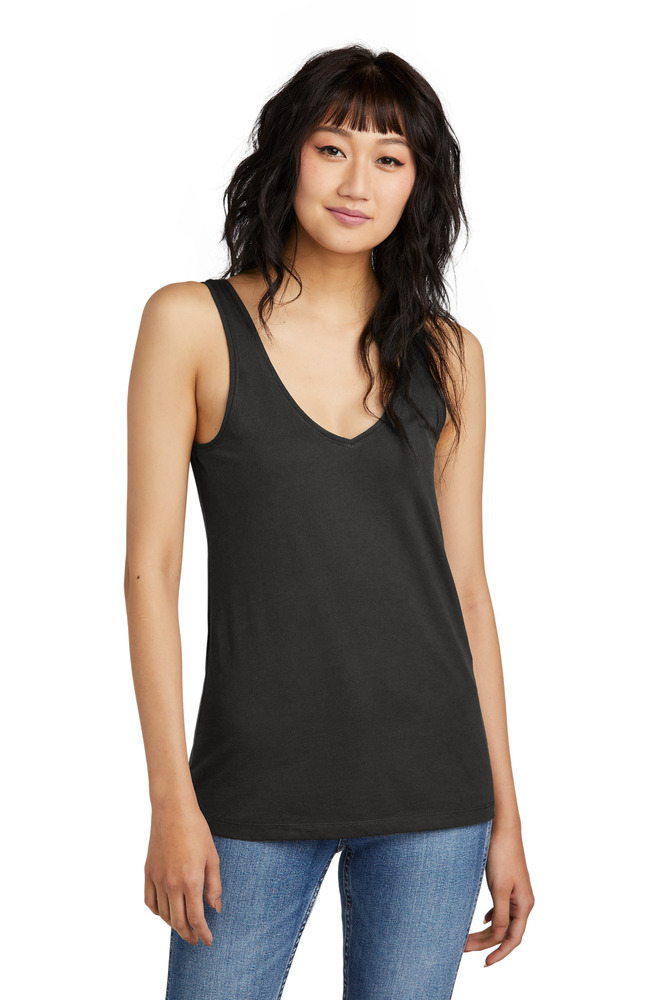 district dt154 women's perfect blend ® cvc v-neck tank Front Fullsize