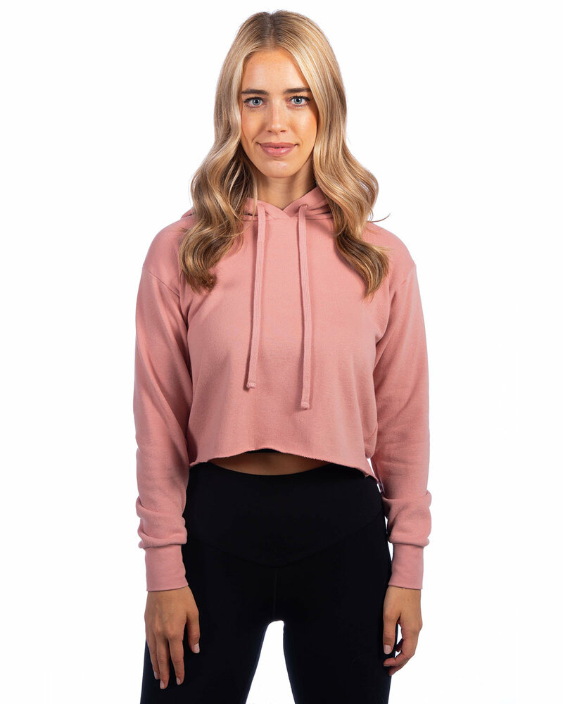 next level 9384 ladies' cropped pullover hooded sweatshirt Front Fullsize